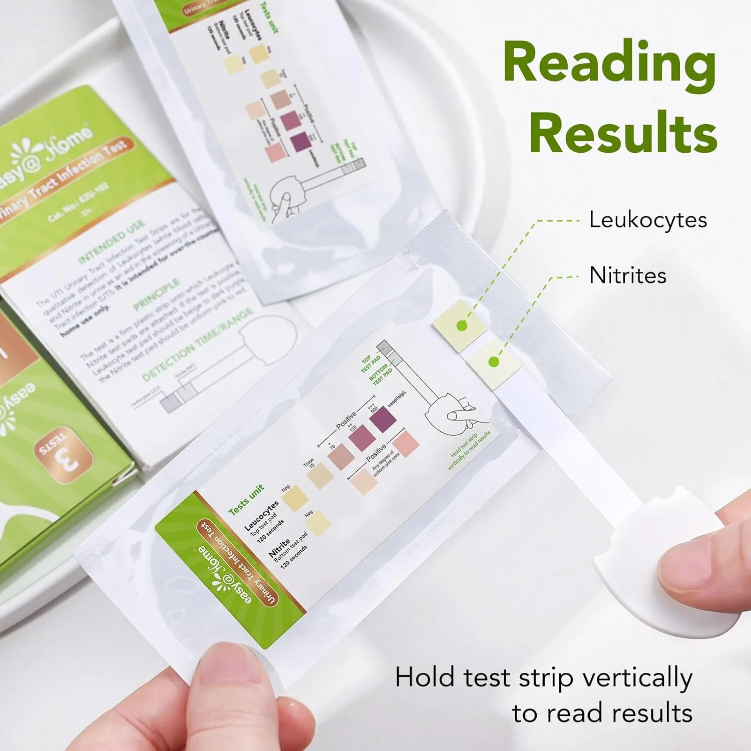 Easy@Home UTI Test Strips Urinary - Urine Tract Infection Testing Kit for Women Detect Leukocytes and Nitrites Tailored Handle Design Over The Counter (OTC) USE (3 Pack) UTI-EZU-102:3 - Image 4