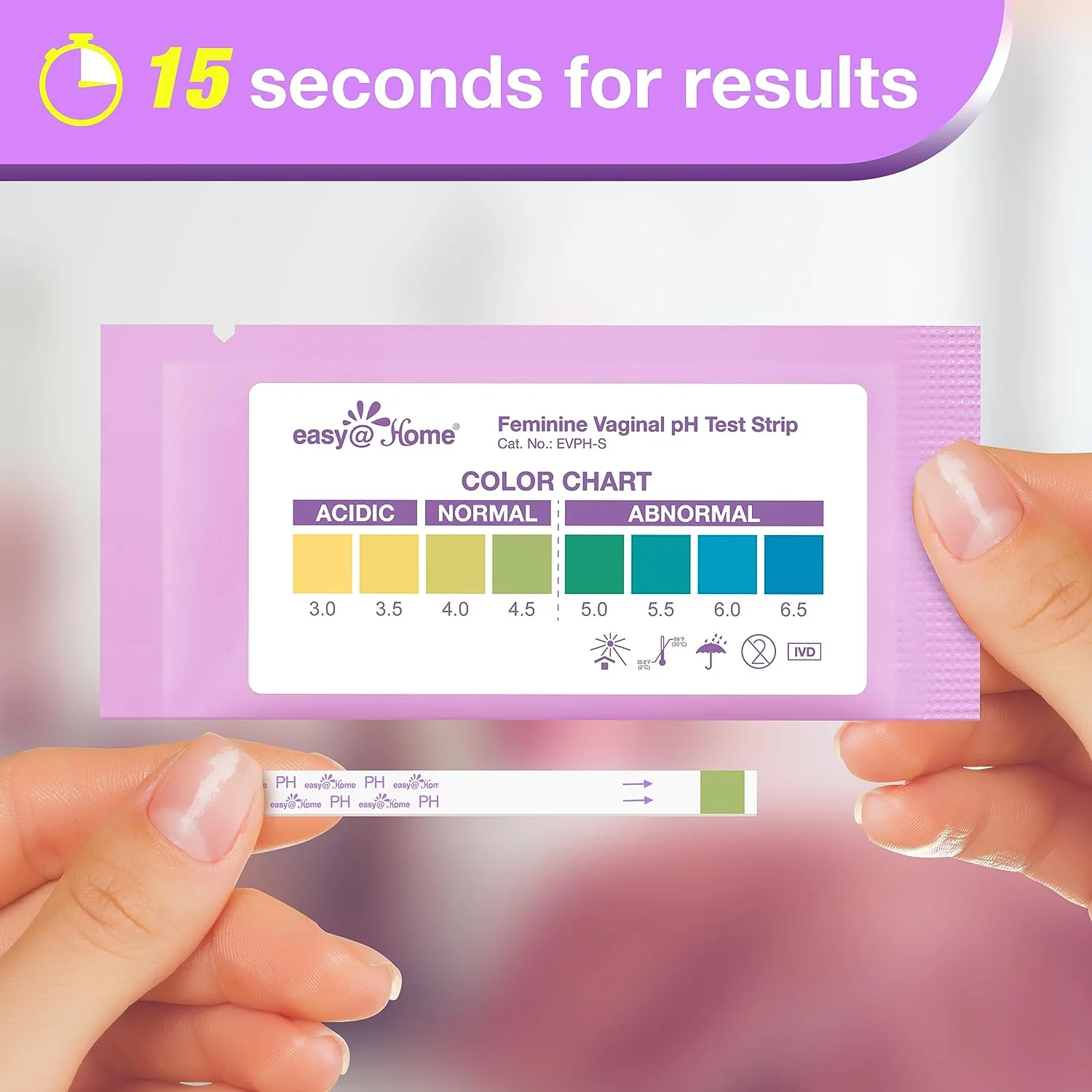 Easy@Home Vaginal pH Test -30 Strips | BV Test Kit at Home for Women | Yeast Infection Test + pH Balance for Women - Image 3