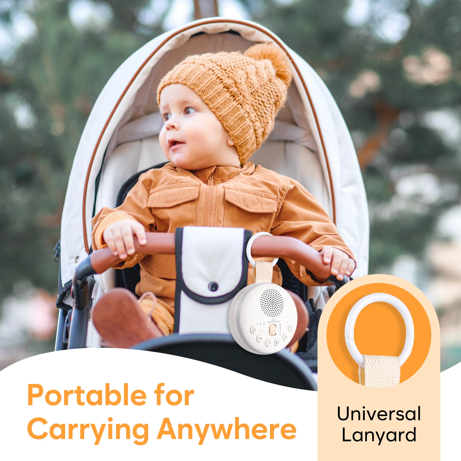 Easy@Home White Noise Machine: Portable Baby Sound Machine 34 Soothing Lullabies & Nature Sounds | 3 Timer Set | Night Light | Baby Essentials for Newborn | High Exact Roller Volume Control & USB - Image 6