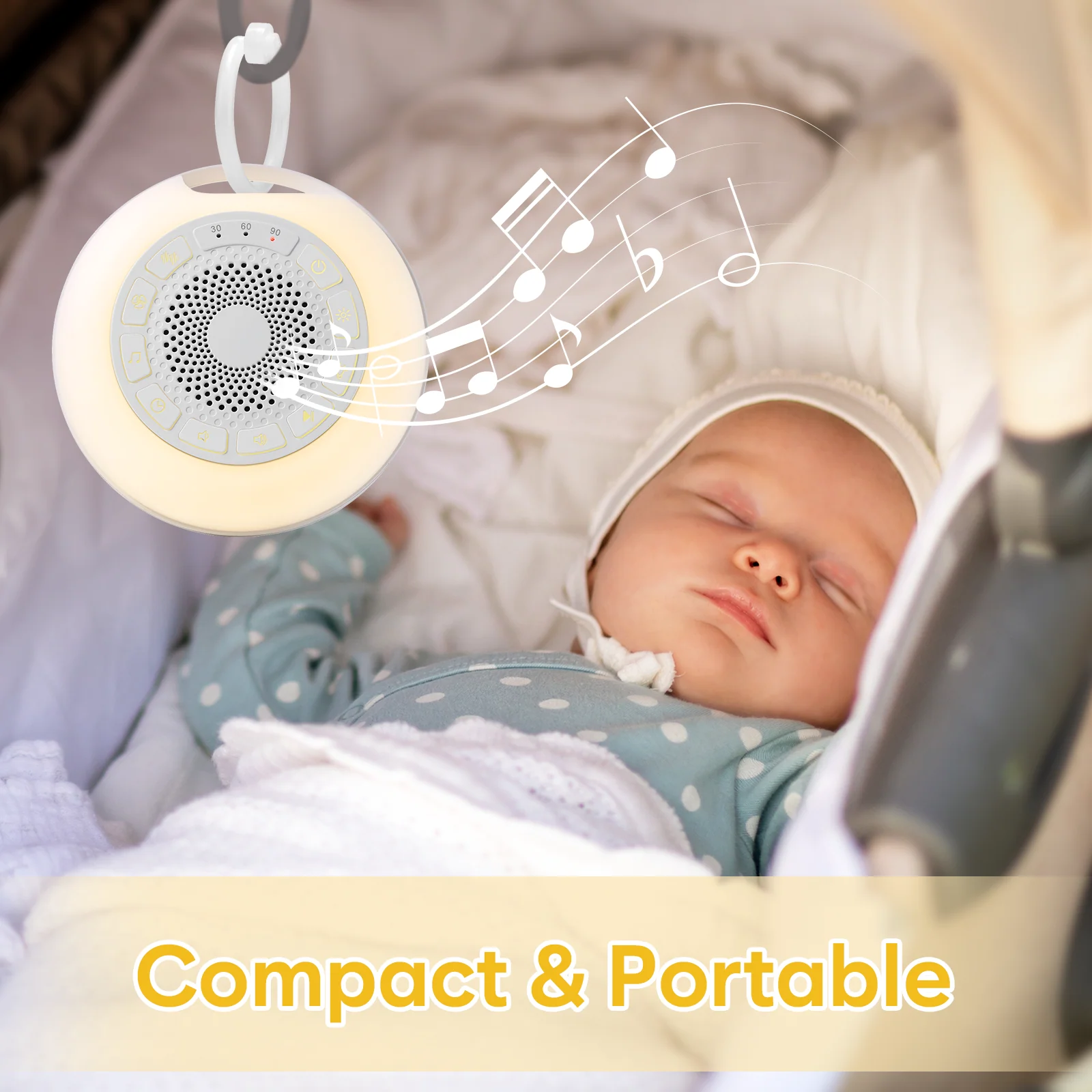 Easy@Home White Noise Machine: Portable Sleep Aid Babies with White Noise | Night Light | 26 Soothing Lullabies & Nature Sounds | 3 Timer Settings | 7 Colourful Lighting & USB - Image 7