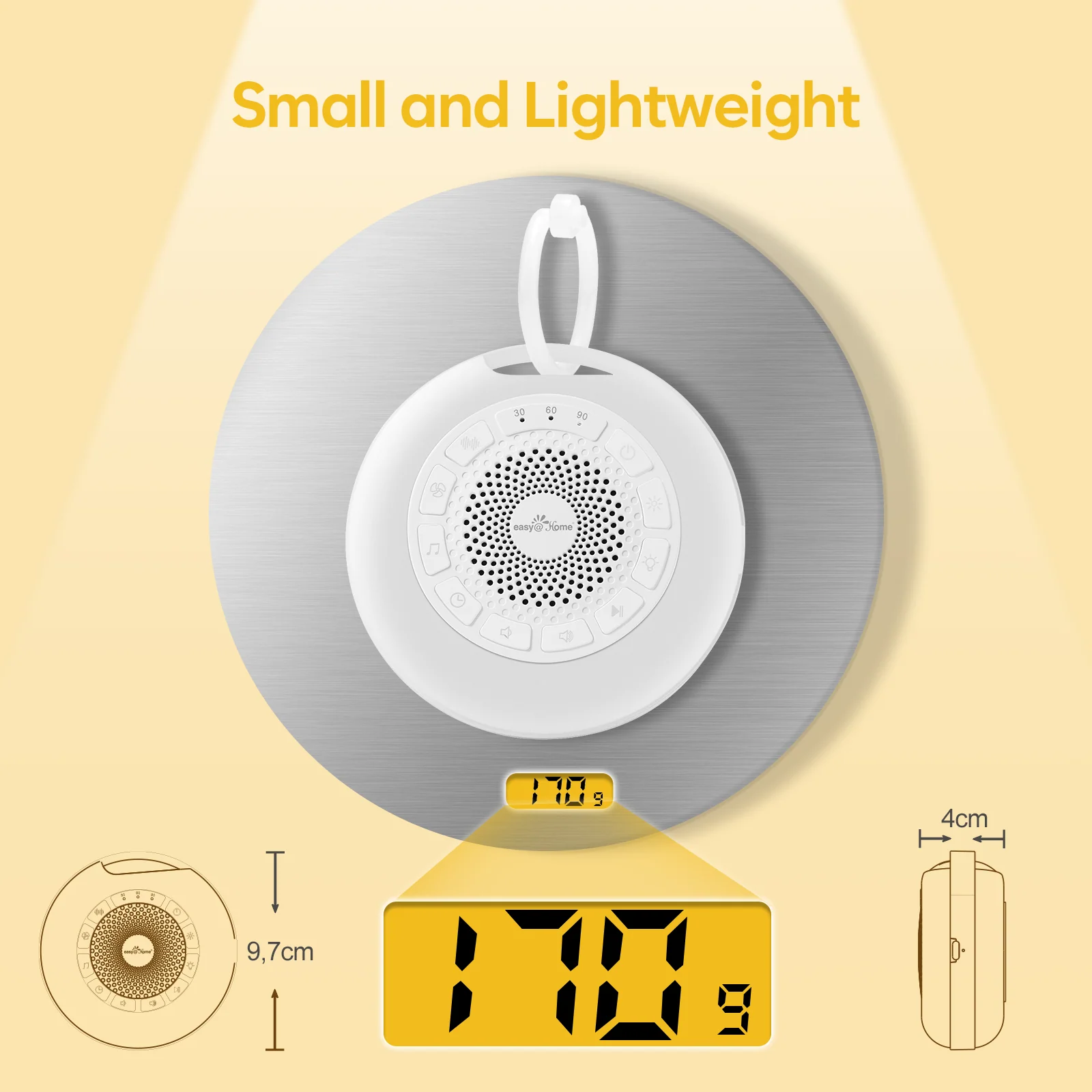 Easy@Home White Noise Machine: Portable Sleep Aid Babies with White Noise | Night Light | 26 Soothing Lullabies & Nature Sounds | 3 Timer Settings | 7 Colourful Lighting & USB - Image 9