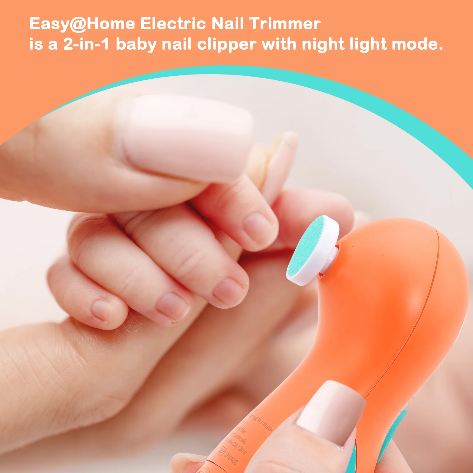 Electric Baby Nail File Trimmer: Easy@Home Safe Nail Clippers Kit - Baby Nail Clippers with 6 Grinding Heads and LED Light for Newborn Toddler Kids or Adults | Fingernails Care Trim ENT019 - Image 8