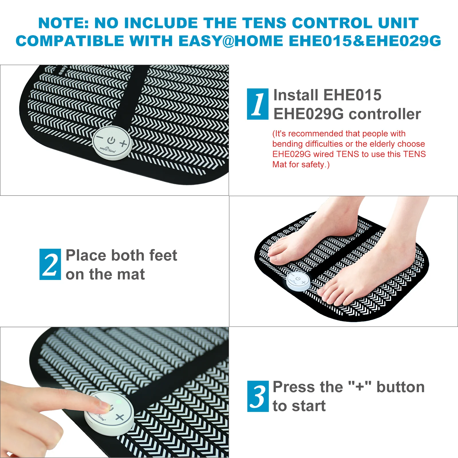 Easy@Home TENS Foot Massager Mat - Accessory of TENS Model# EHE015 and EHE029G (Controller Sold Separately, Mat Can’t Be Used Without TENS Unit Controller), Portable Foot Massager Pad EFM-05R - Image 4