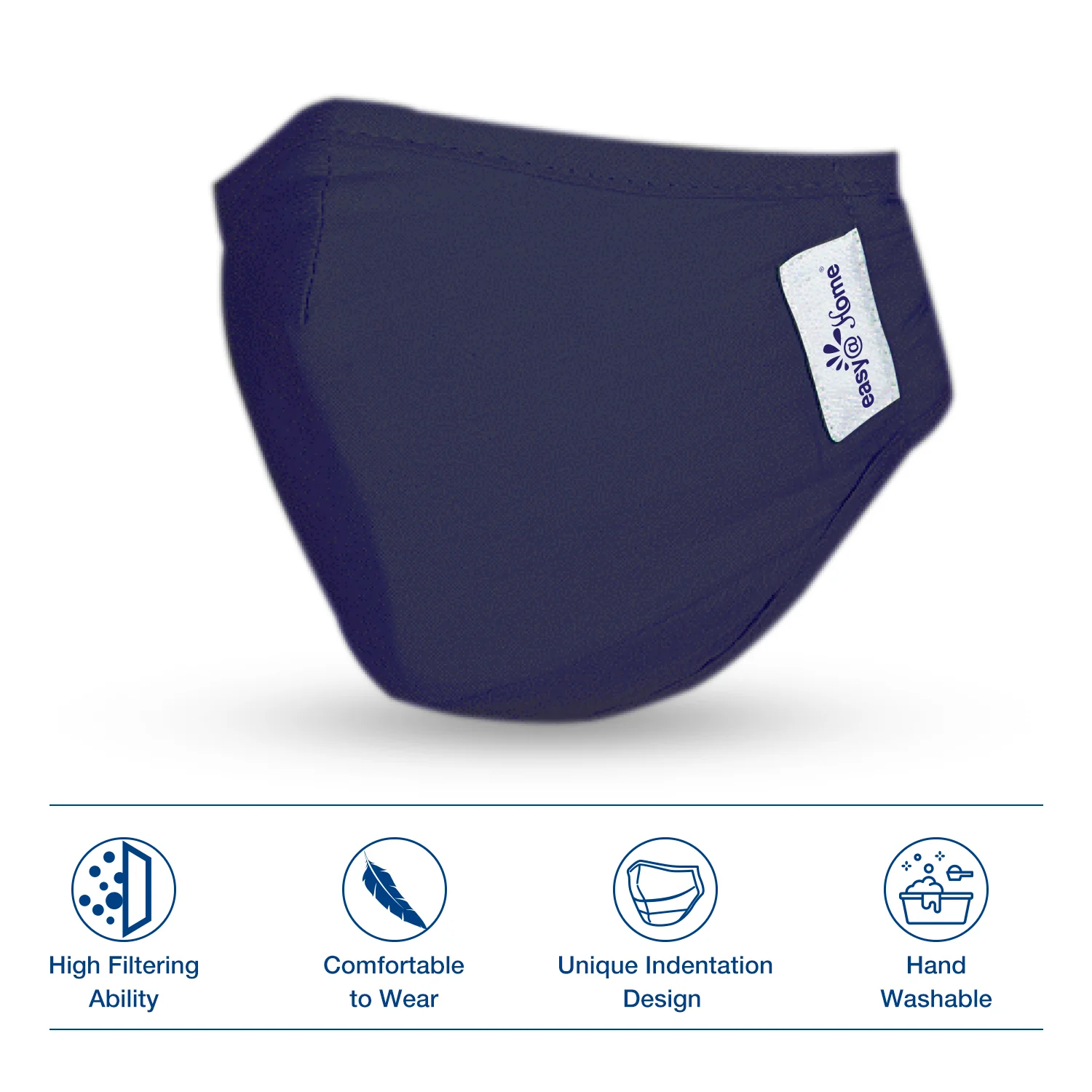 Face Mask, Respirator Protective Peel Off Mask, Reusable Safety Protection with Ear Loops for Home Use, Washable Flu Virus Mask to Shield Germs, Medium, Navy Blue (2 masks) - Image 2