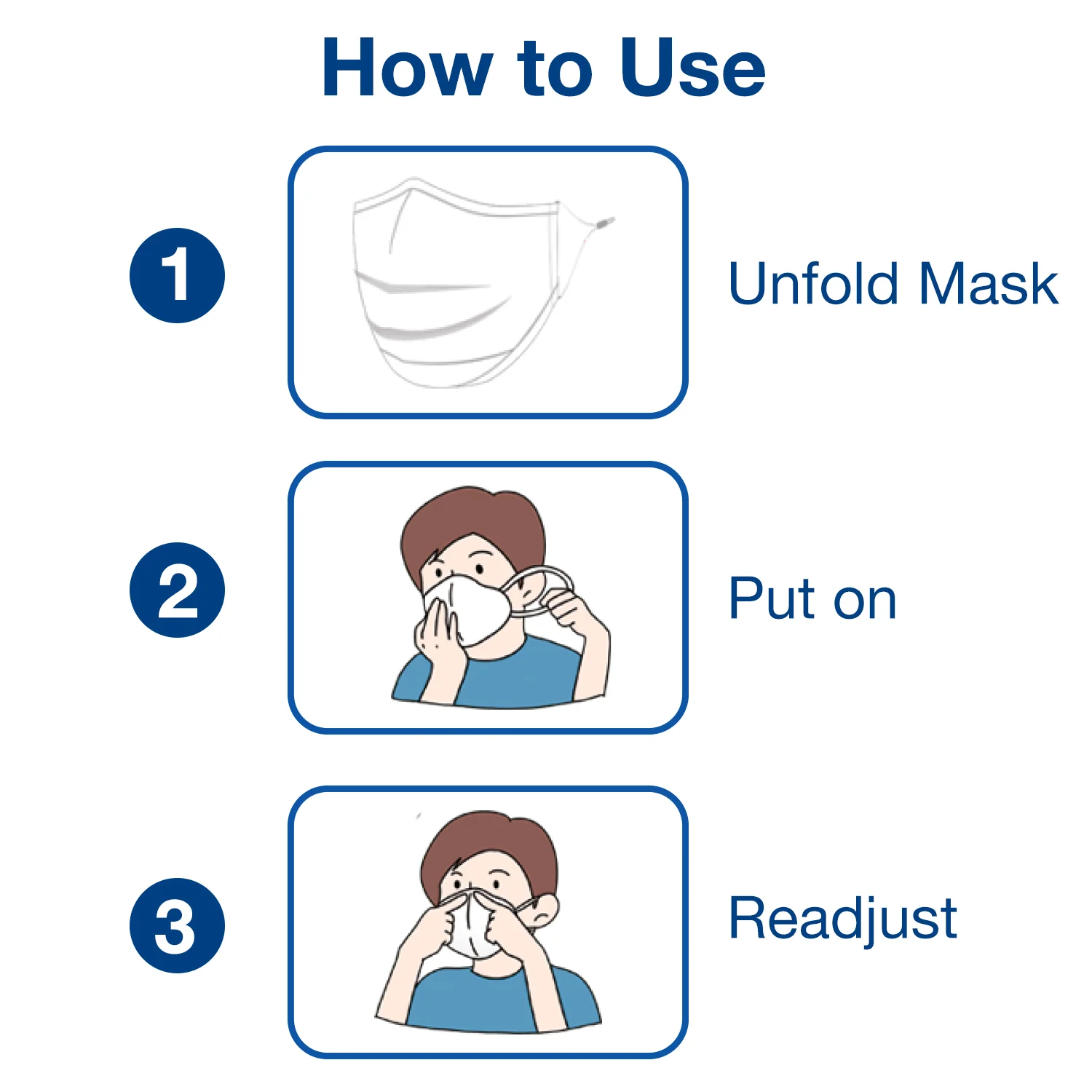 Face Mask, Respirator Protective Peel Off Mask, Reusable Safety Protection with Ear Loops for Home Use, Washable Flu Virus Mask to Shield Germs, Medium, Navy Blue (2 masks) - Image 7