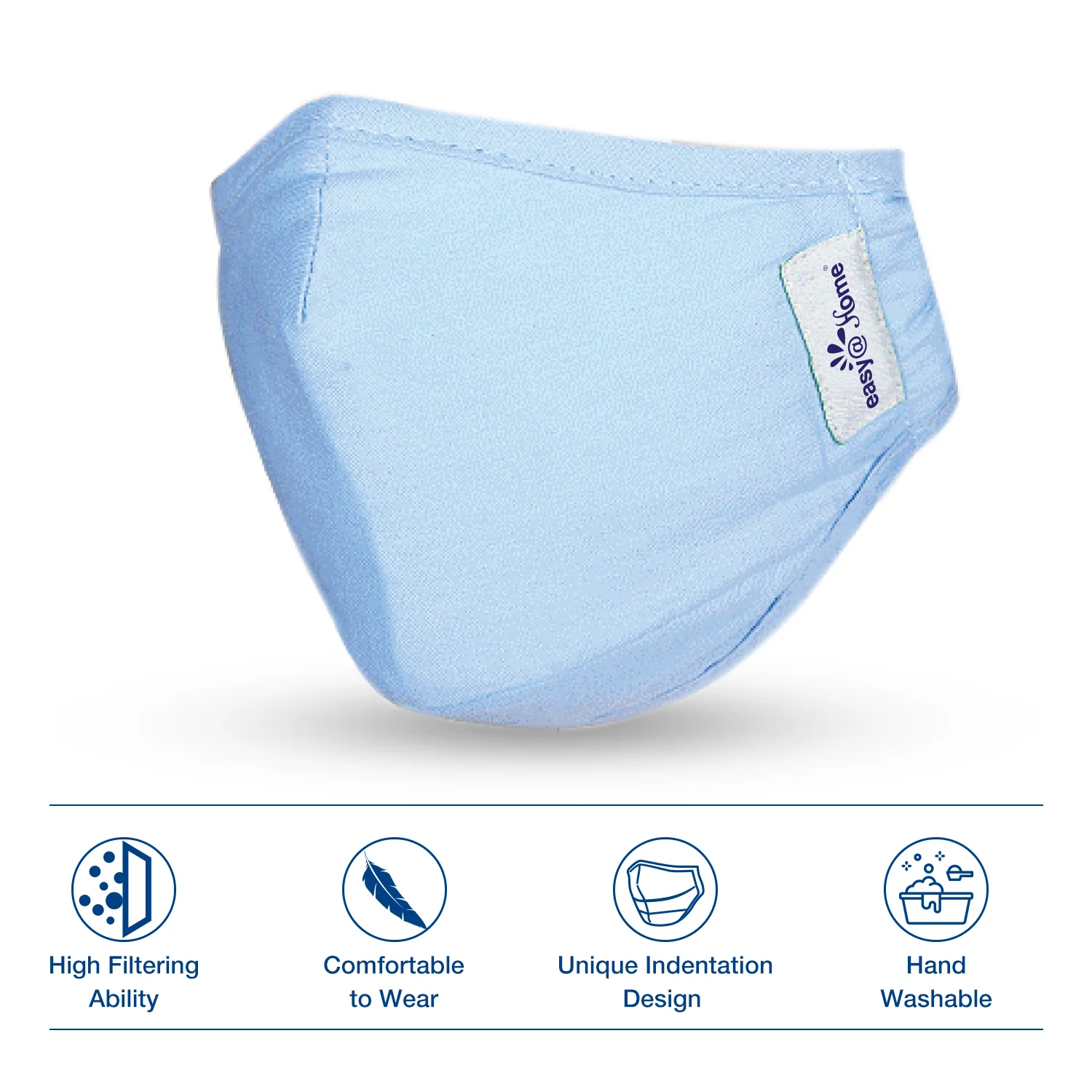 Face Mask, Washable and Reusable Cloth Mask with Filters, Personal Protection with Ear Loops for Home Use,Best for Youth, Large, Sky Blue (1 Mask+ 4 Filters) - Image 2