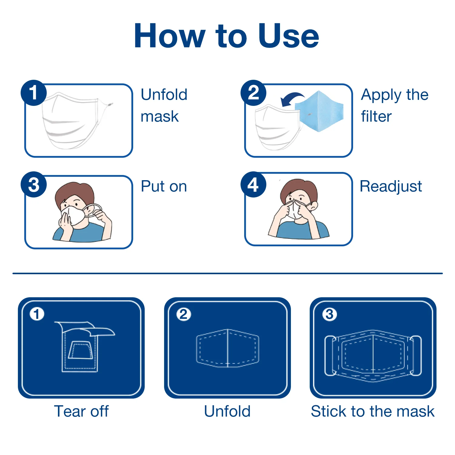 Face Mask, Washable and Reusable Cloth Mask with Filters, Personal Protection with Ear Loops for Home Use,Best for Youth, Large, Sky Blue (1 Mask+ 4 Filters) - Image 7
