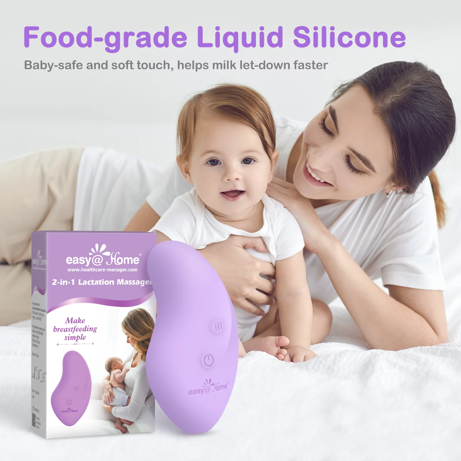 Lactation Massager Breastfeeding Stimulator: 2-in-1 Nursing Baby Pump Mom Breast Support | Warming Sore Tenderness Relief Nipple Massage | Postpartum Essential | Improves Breastmilk Flow EHL038 - Image 3