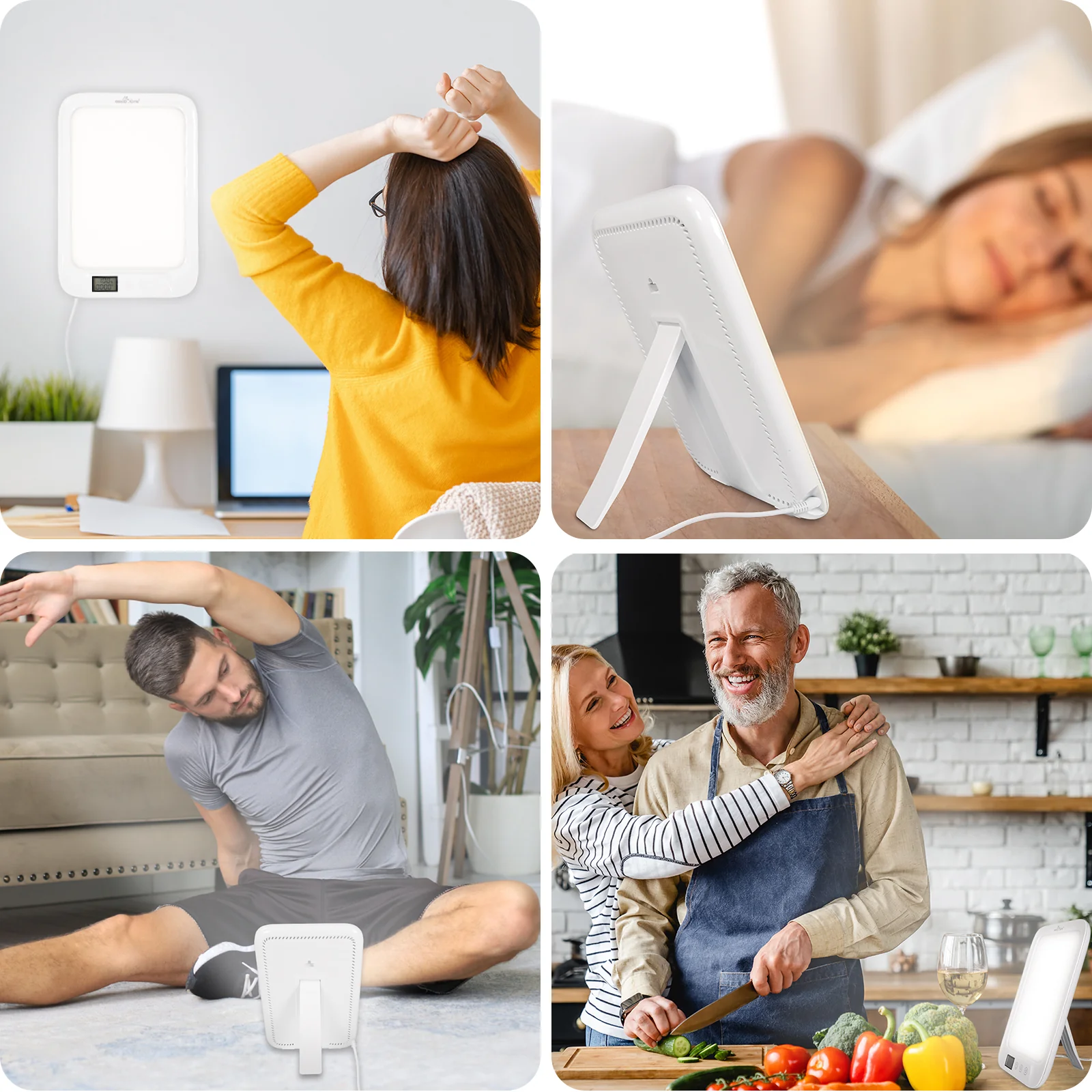 Light Therapy Lamp Easy@Home UV-Free 10000 Lux Happy Light Therapy Lamp |Sad Lamp | Sun Lamp |Seasonal Sunlight with 3 Color Adjustable Brightness Levels Timer Memory Function，ELT-492-WT - Image 4