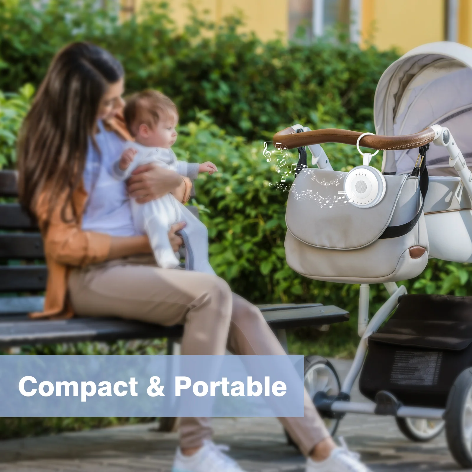 Portable Baby White Noise Sound Machine: Easy@Home 2 in 1 Soother & Night Light | 16 Soothing Lullaby Sounds & Natural Sounds & 3 Timer Settings for Travel | USB Rechargeable | Easy Hanging | GM-02 - Image 2