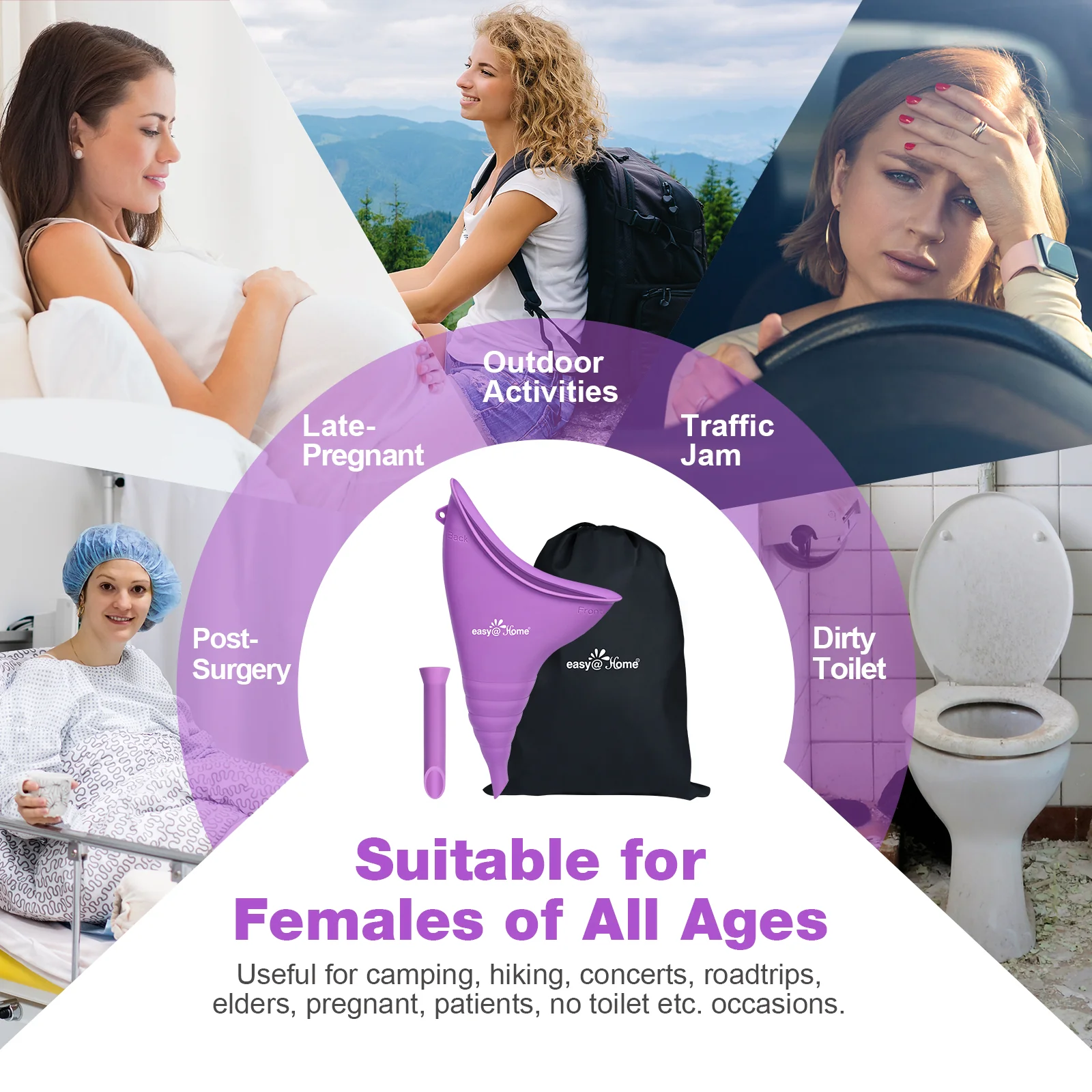 Portable Female Urination Device for Women: Easy@Home Silicone Female Urinal Device Pee Standing Up Funnel Reusable for Travel | Camping | Car | Outdoor | Hiking EUD408 - Image 8