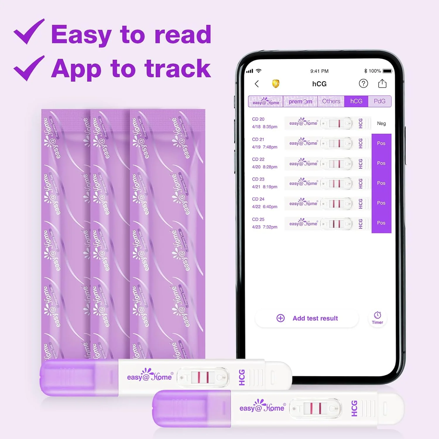 Pregnancy Test Kit for Early Detection—5 x Easy@Home 10 MIU/mL hCG Pregnancy Tests, Midstream Home Fertility Test Kit - Image 3