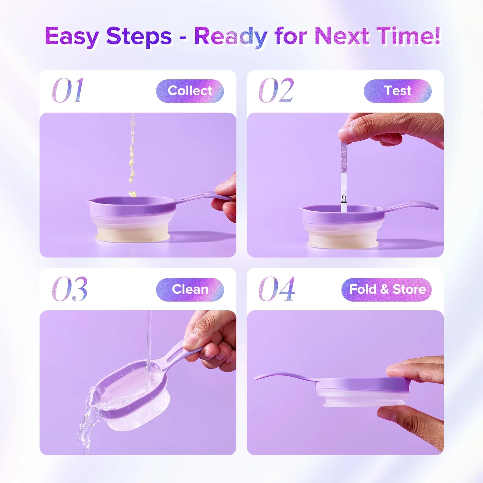 Premom 2 Urine Cups for Ovulation & Pregnancy Tests: Reusable & Collapsible Pee Cups for Home Fertility Testing | Easy to Use & Clean - Essential Kit for Women with Urine Sample Detection - Image 4