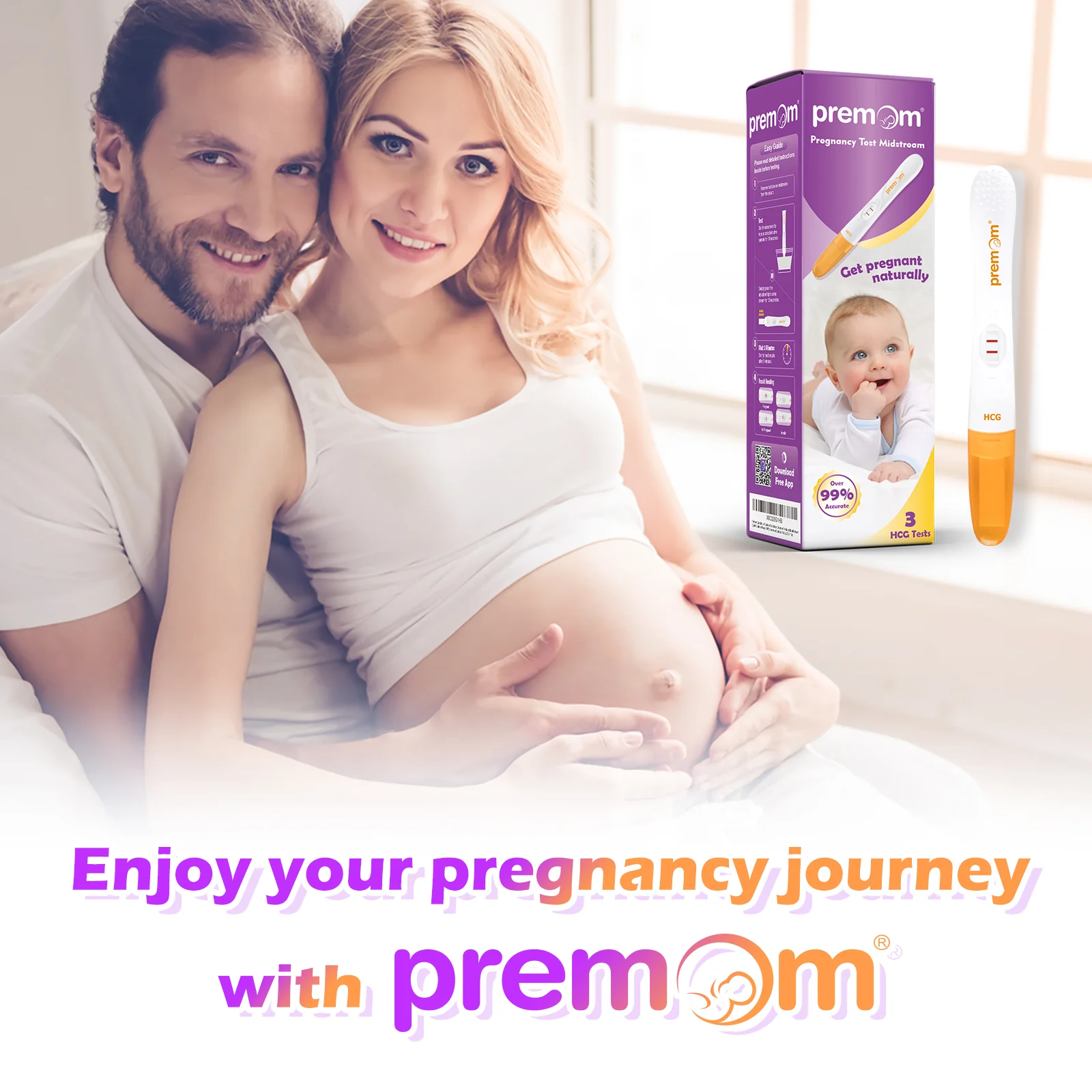 Premom Pregnancy Test Midstream: Early HCG Detection Sticks - 3 Pack Pregnant Test Kit - Image 2
