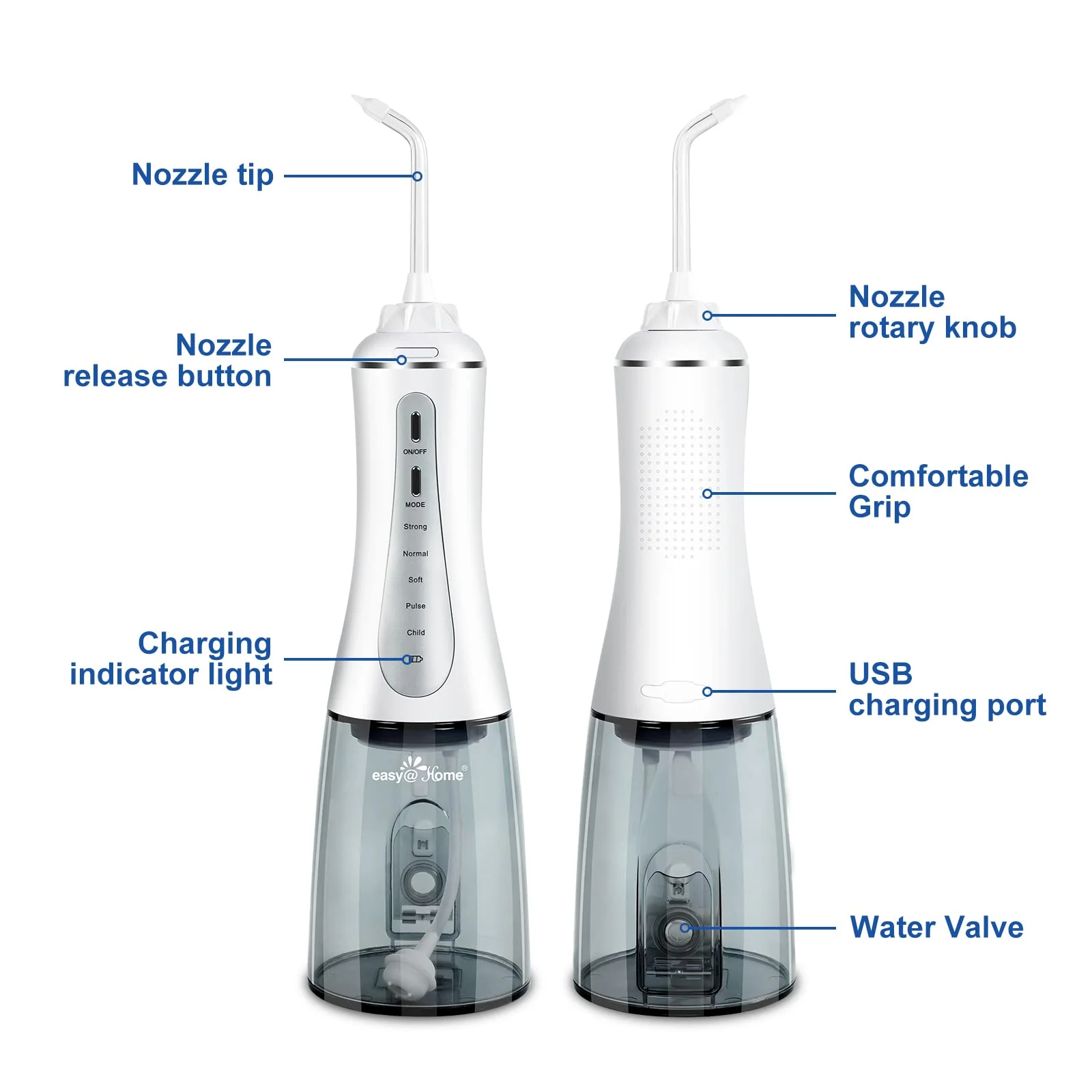 Water Dental Flosser Cordless for Teeth: Cordless Portable Easy@Home Oral Irrigator Cleaning 350ml with 5 Mode | 6 Jet Tips | Rechargeable IPX7 | Powerful Battery Life for Home Travel | EWF003 - Image 5