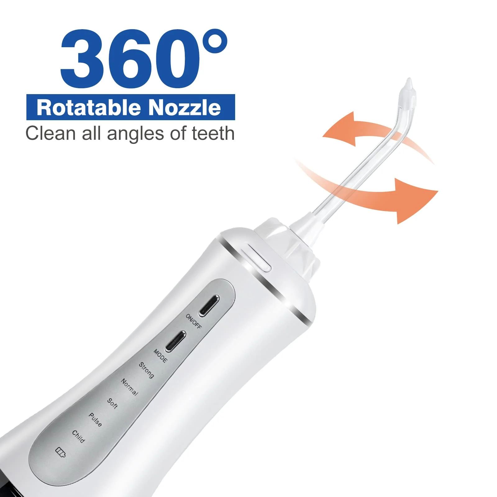 Water Dental Flosser Cordless for Teeth: Cordless Portable Easy@Home Oral Irrigator Cleaning 350ml with 5 Mode | 6 Jet Tips | Rechargeable IPX7 | Powerful Battery Life for Home Travel | EWF003 - Image 7