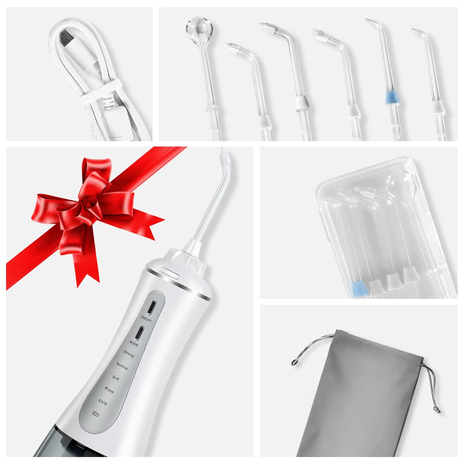 Water Dental Flosser Cordless for Teeth: Cordless Portable Easy@Home Oral Irrigator Cleaning 350ml with 5 Mode | 6 Jet Tips | Rechargeable IPX7 | Powerful Battery Life for Home Travel | EWF003 - Image 8