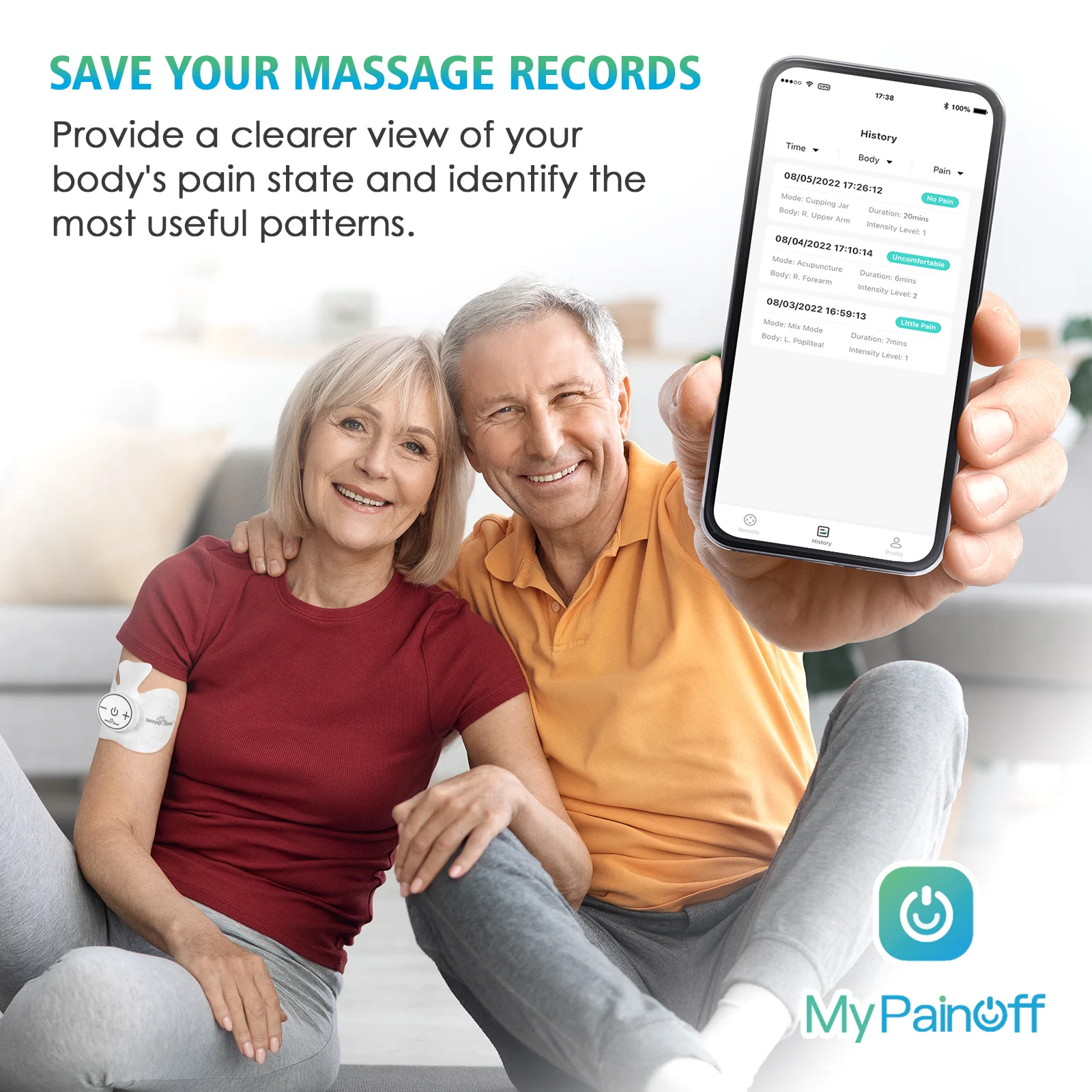 Wireless TENS Unit Muscle Stimulator: Easy@Home Back Pain Relief Leg Tens Machine Massager | Powered by MyPainOff App iOS & Android App | Electronic Pain Therapy Management EHE015BLE - Image 6